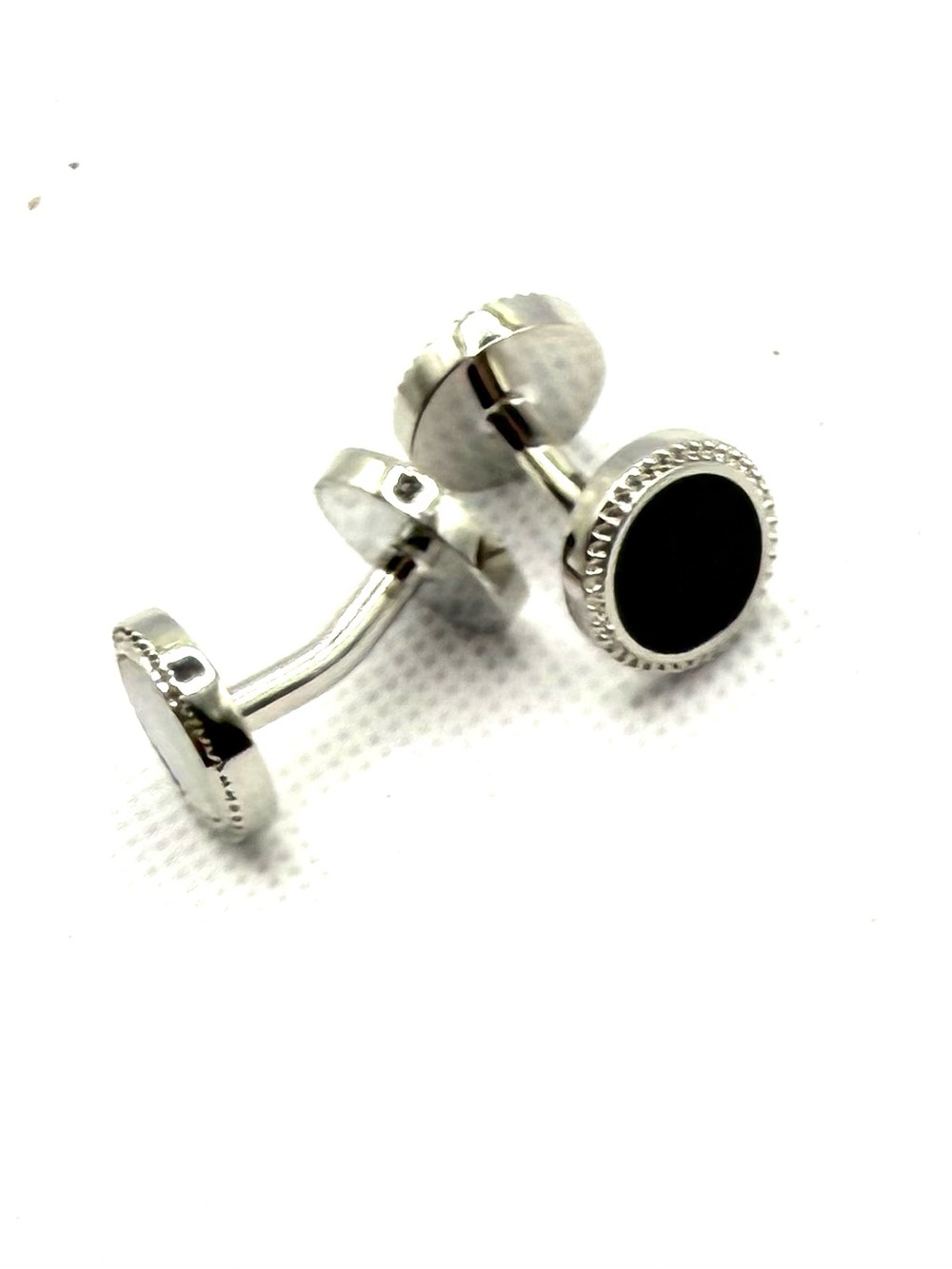 Reversible  Black Onyx Mother of Pearl Round Cufflinks - Classic Men's Accessory